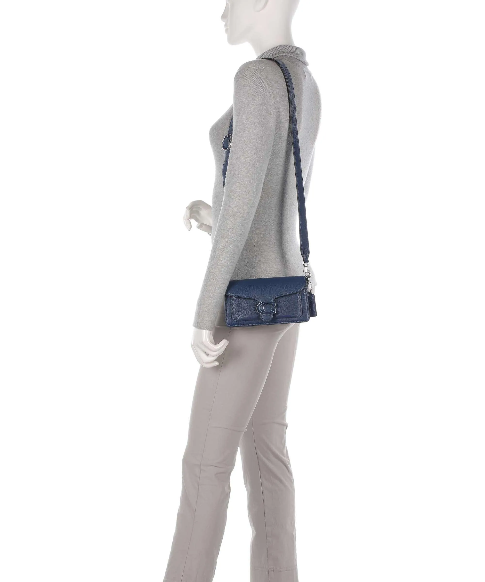  Coach Tabby 20 Borsa a tracolla pelle granulata blu scuro  