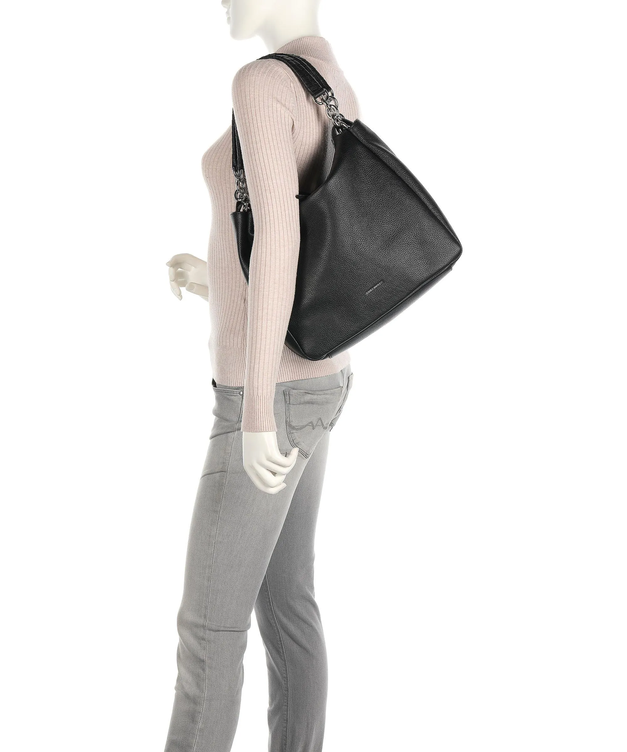 Coccinelle Maelody Borsa hobo pelle granulata nero  