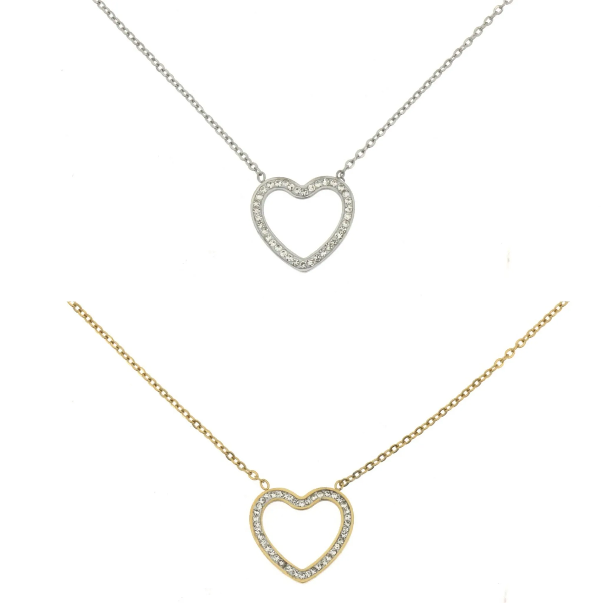 Collana Donna Gioiello Catena Ciondolo Cuore Strass