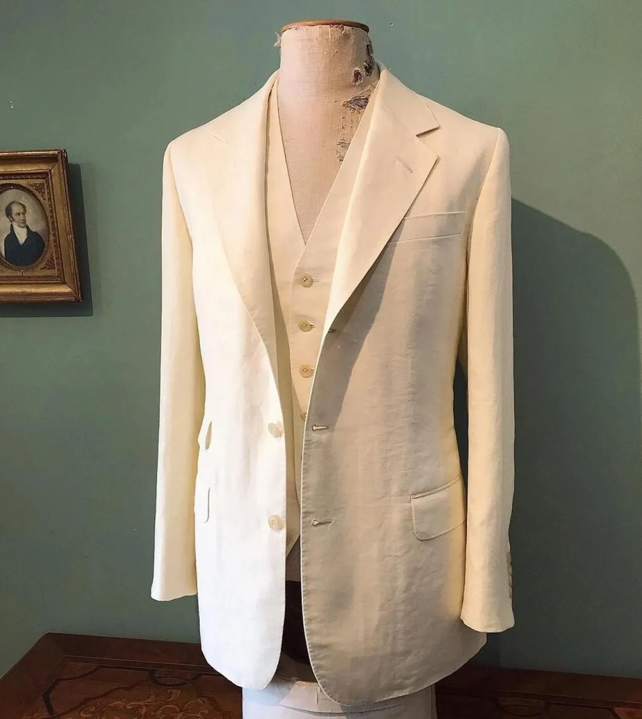 Costume Homme Bianco Lino Notch Risvolto Uomo Abiti Terno Masculino Sposo Matrimonio Prom Slim Fit Blazer 3 Pz Giacca  pantalon