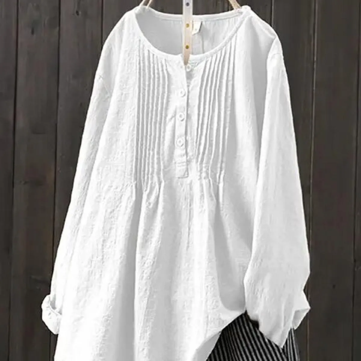 Cotone di Lino 2022 Nuovo Allentato Manica Lunga da Donna A Pieghe Girocollo Camicia da Donna di Grandi Dimensioni Camisas Mujer