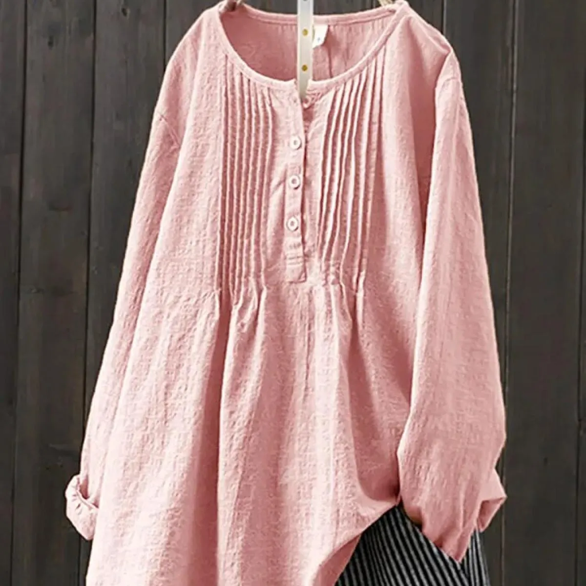 Cotone di Lino 2022 Nuovo Allentato Manica Lunga da Donna A Pieghe Girocollo Camicia da Donna di Grandi Dimensioni Camisas Mujer