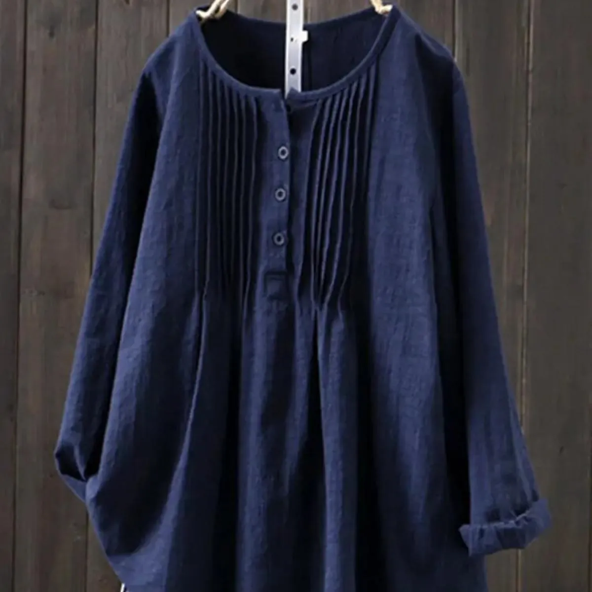 Cotone di Lino 2022 Nuovo Allentato Manica Lunga da Donna A Pieghe Girocollo Camicia da Donna di Grandi Dimensioni Camisas Mujer