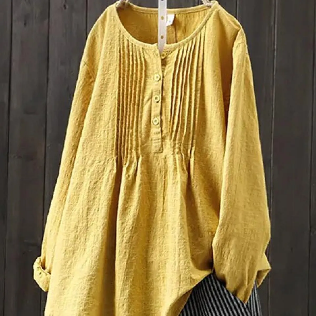 Cotone di Lino 2022 Nuovo Allentato Manica Lunga da Donna A Pieghe Girocollo Camicia da Donna di Grandi Dimensioni Camisas Mujer