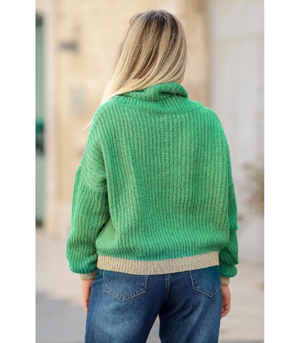 Denny Rose Jeans Donna Maglia Collo Alto