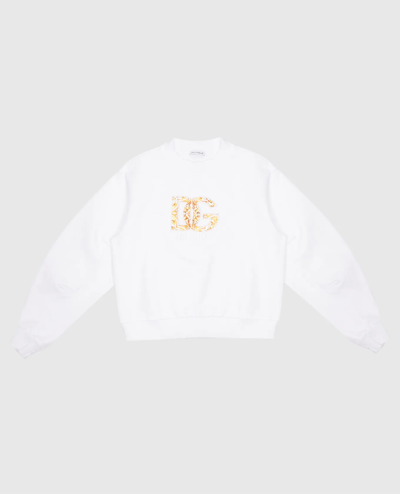 Dolce&Gabbana Felpa bianca da bambino con ricamo logo DG L5JWAWG7NUH6
