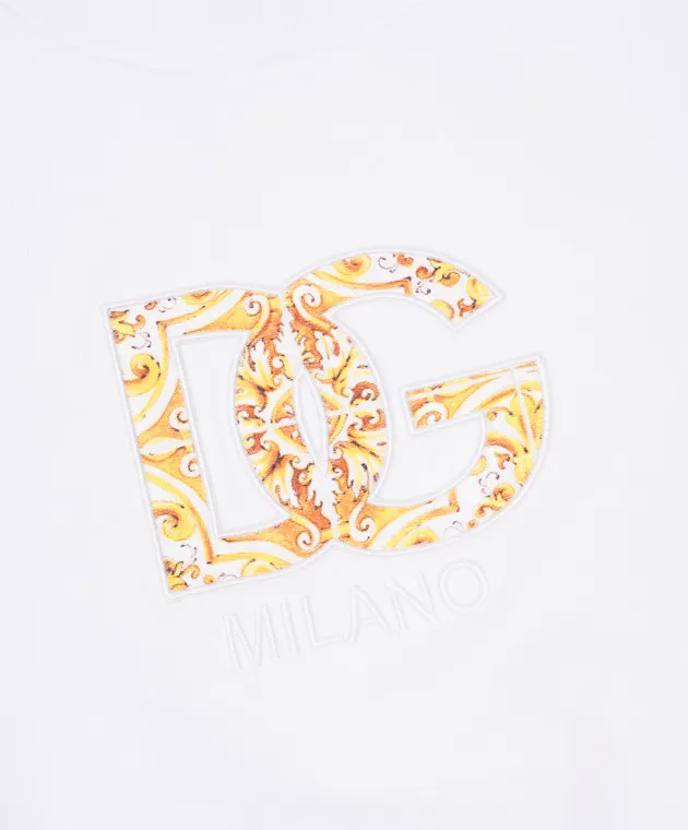 Dolce&Gabbana Felpa bianca da bambino con ricamo logo DG L5JWAWG7NUH6