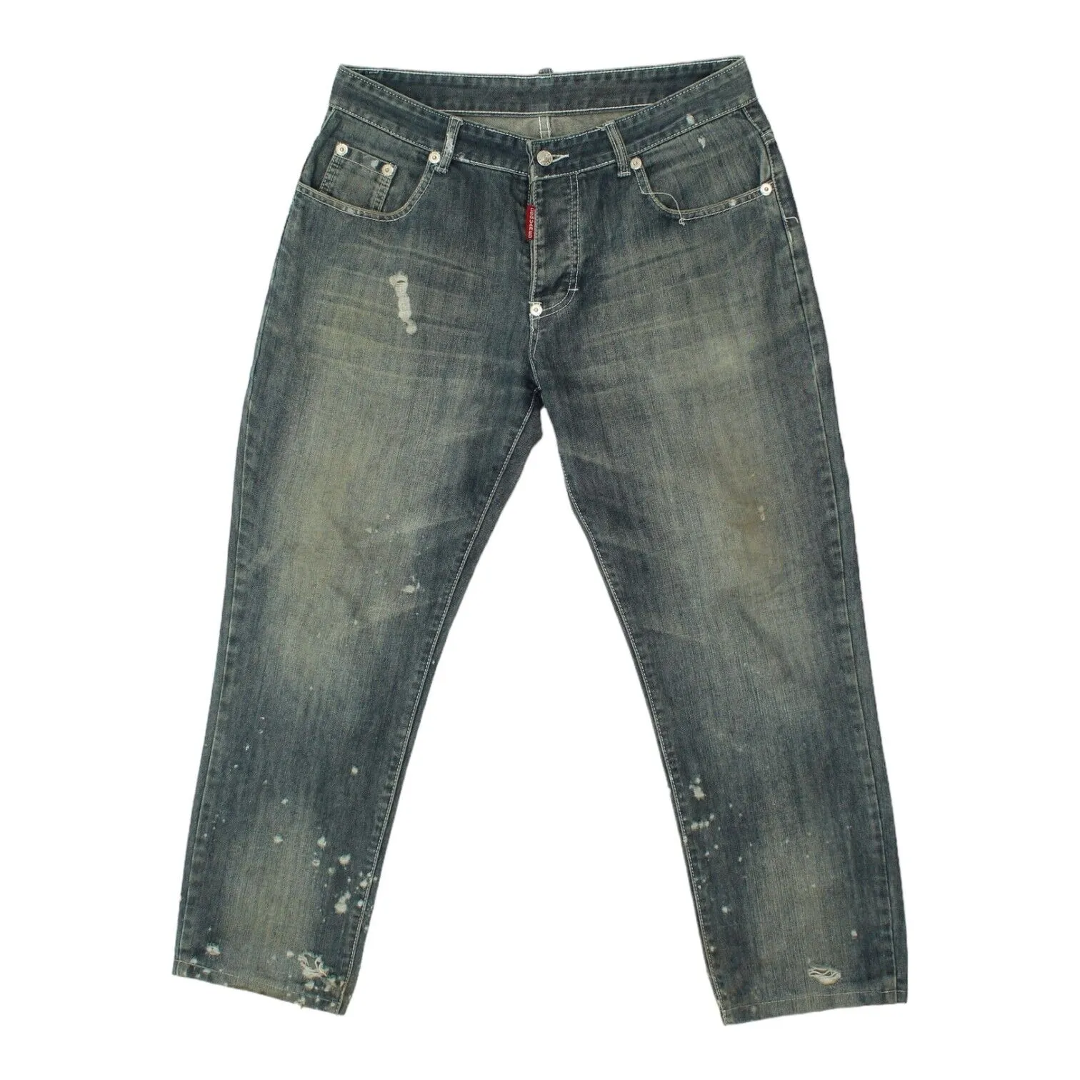 Dsquared2 Mens Blue Distressed Straight Jeans | Vintage Luxury Designer Denim