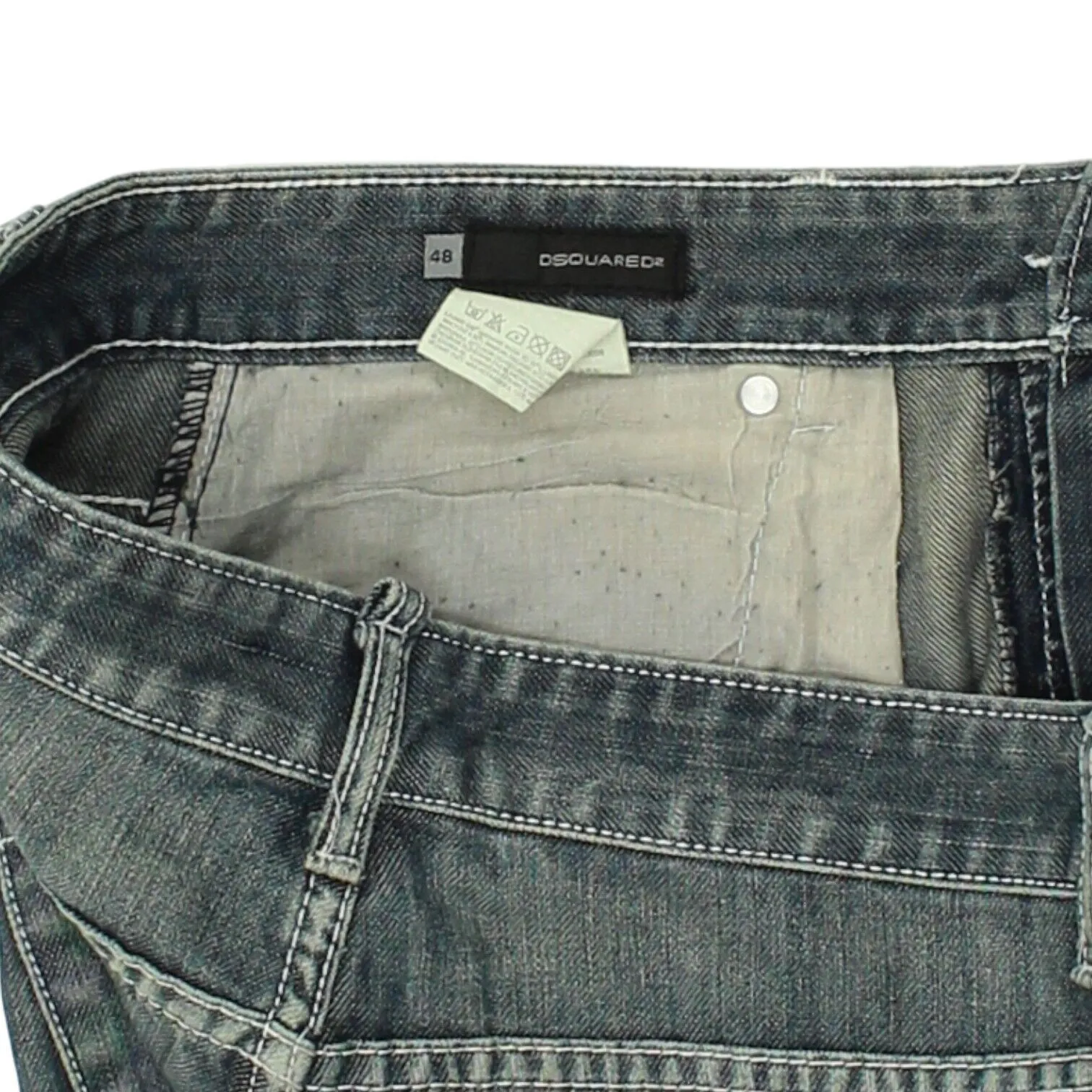 Dsquared2 Mens Blue Distressed Straight Jeans | Vintage Luxury Designer Denim