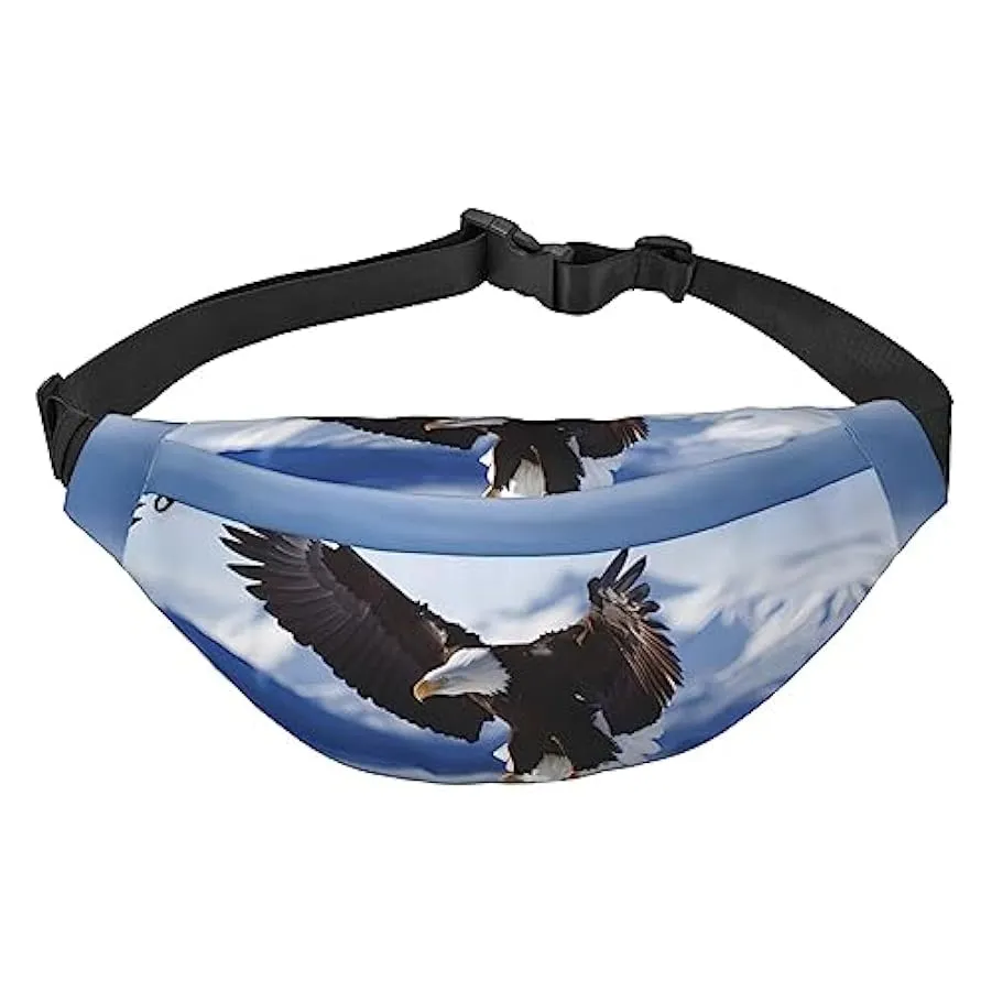 Eagle Marsupio per Donne Uomini Marsupio Cintura Regolabile Casual Petto Bag Marsupio per Viaggi Escursioni Marsupio, Nero , Tag
