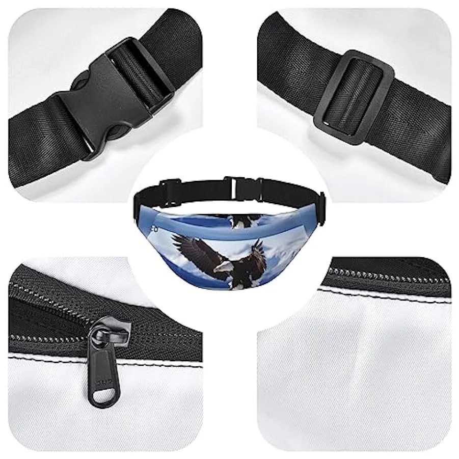 Eagle Marsupio per Donne Uomini Marsupio Cintura Regolabile Casual Petto Bag Marsupio per Viaggi Escursioni Marsupio, Nero , Tag