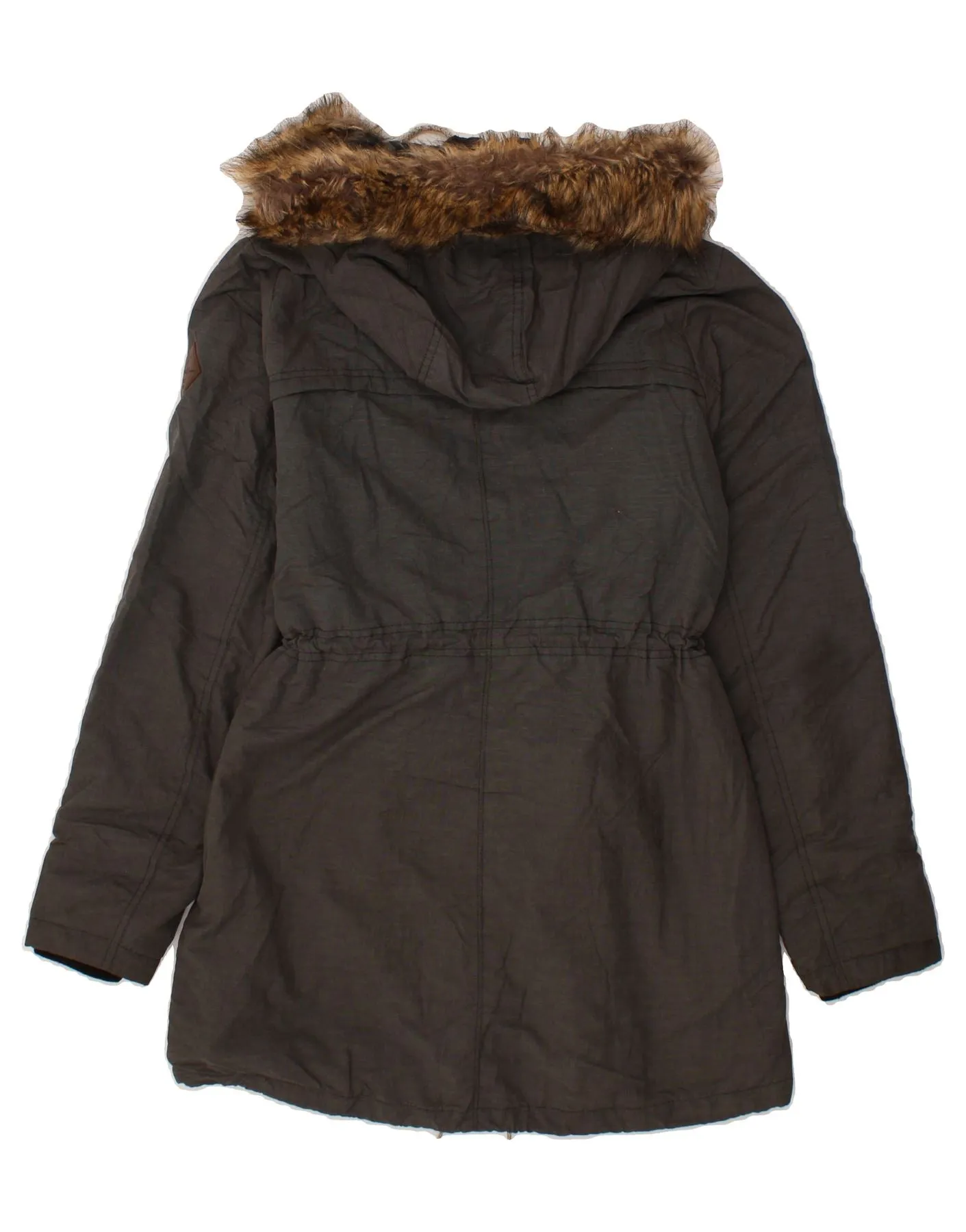 EDDIE BAUER Womens Hooded Parka Jacket UK 10 Small Grey Nylon