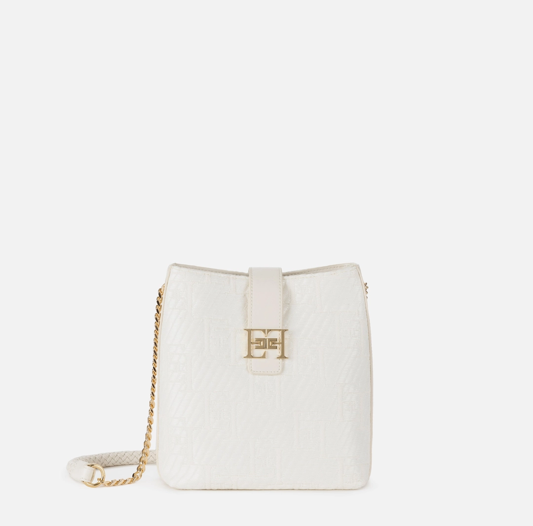 ELISABETTA FRANCHI Borsa a tracolla in rafia jacquard