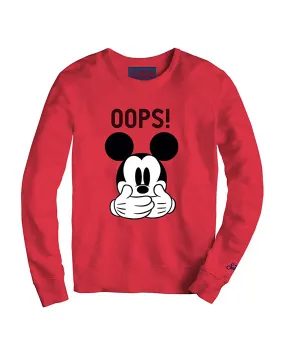 Felpa girocollo rossa con Mickey Mouse e scritta Oops 10-12 anni
