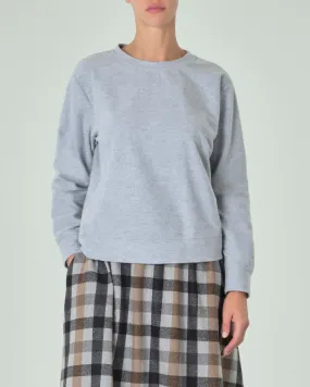Felpa grigia in cotone stretch con caldo interno felpato