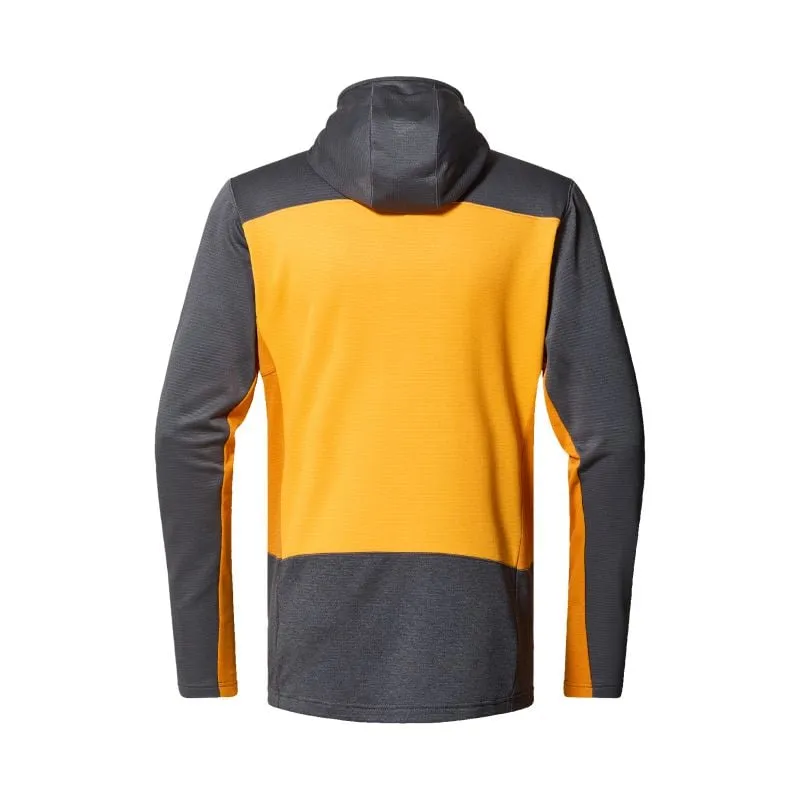Felpa tecnica da uomo Haglöfs Roc Flash Mid Hood (magnetite/giallo sole)