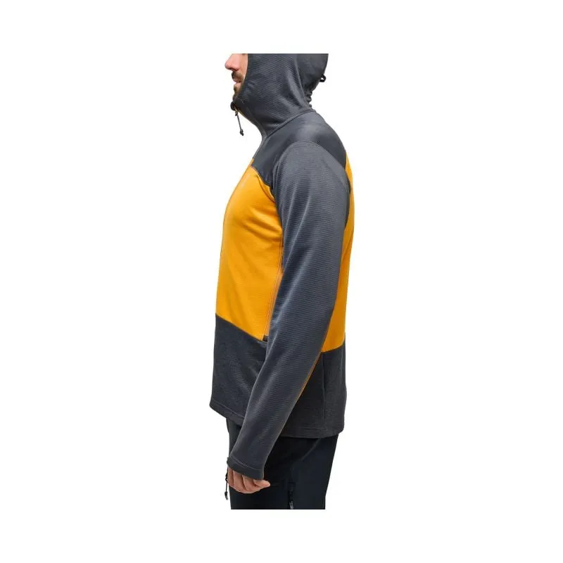 Felpa tecnica da uomo Haglöfs Roc Flash Mid Hood (magnetite/giallo sole)