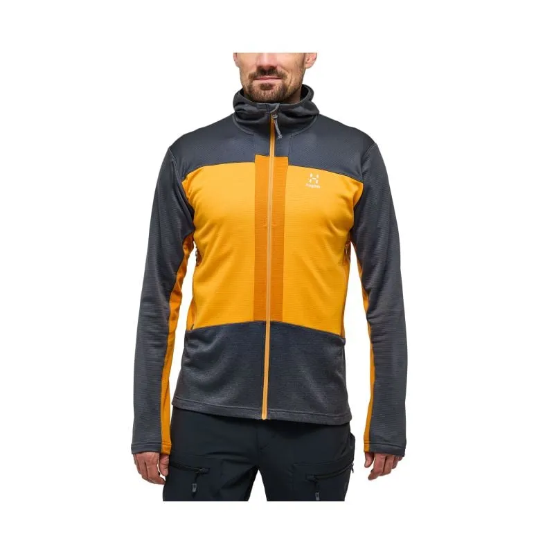 Felpa tecnica da uomo Haglöfs Roc Flash Mid Hood (magnetite/giallo sole)