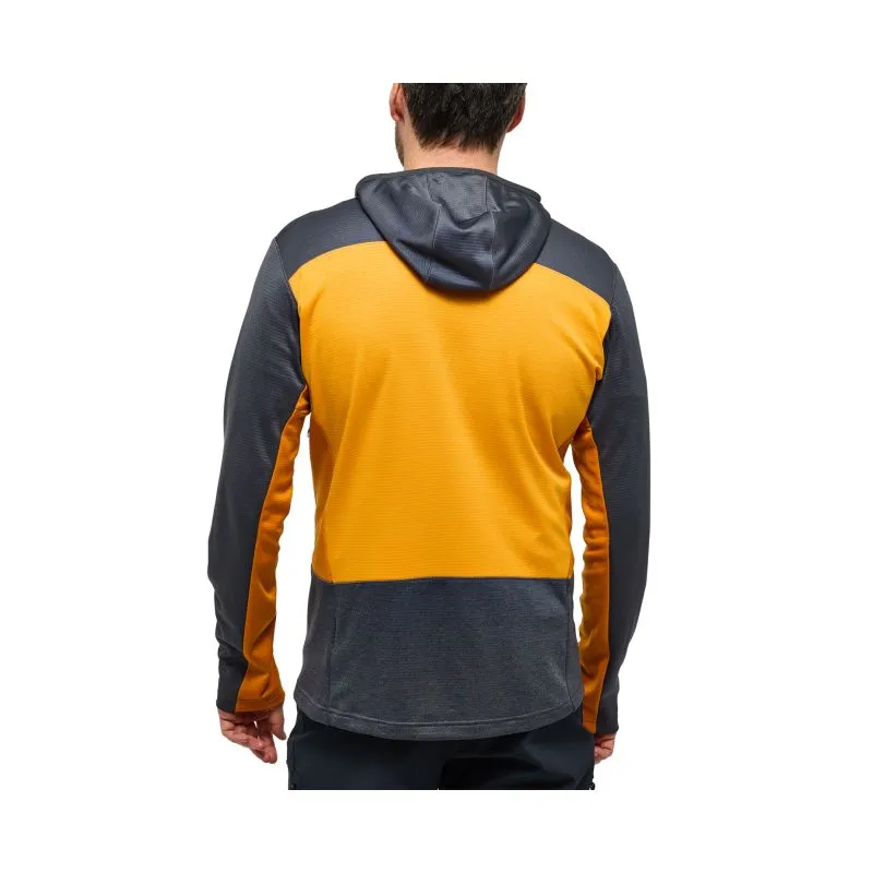 Felpa tecnica da uomo Haglöfs Roc Flash Mid Hood (magnetite/giallo sole)