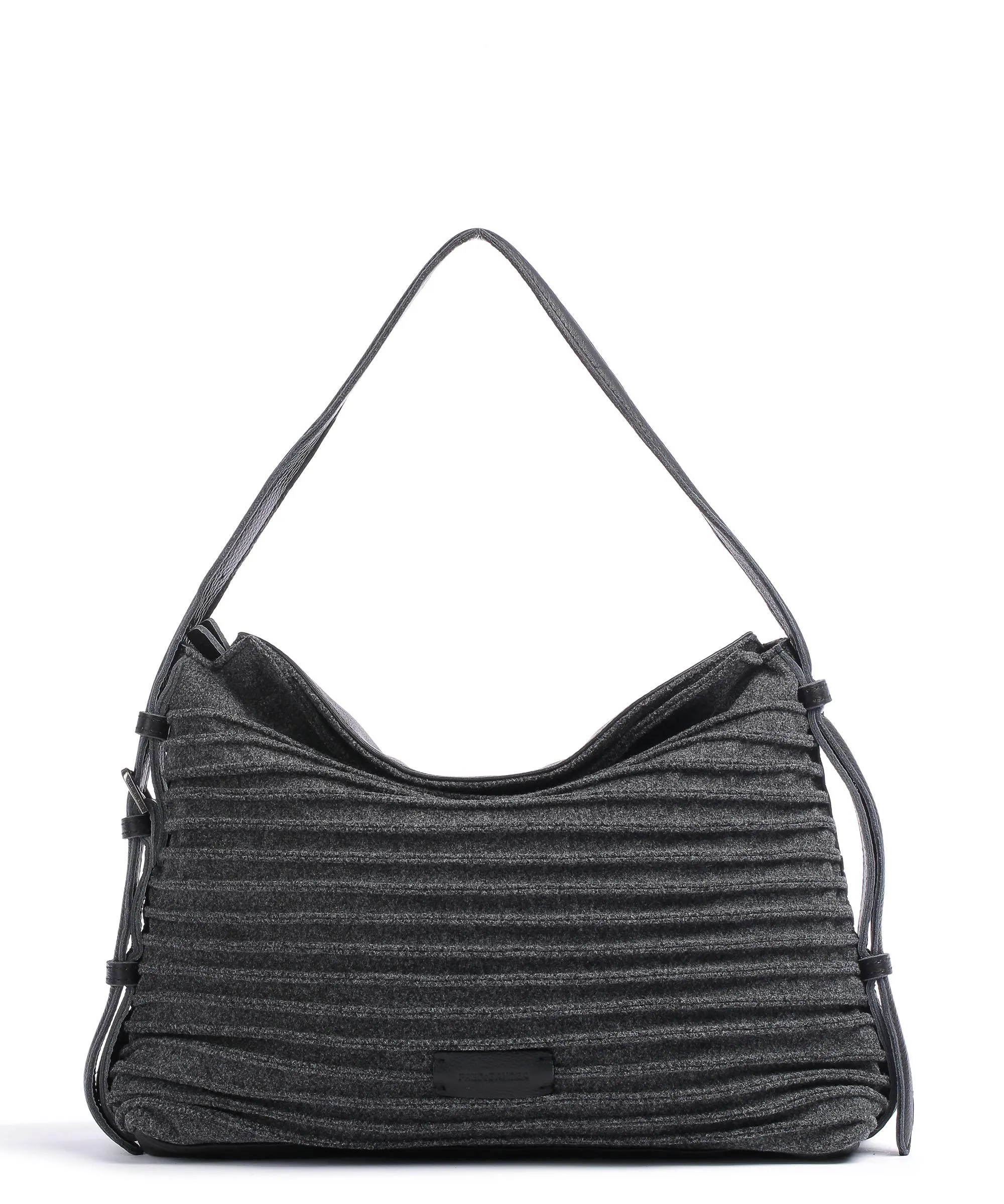  FredsBruder Felt Riffel Skizzle Borsa hobo nappa pelle, cotone nero/grigio  