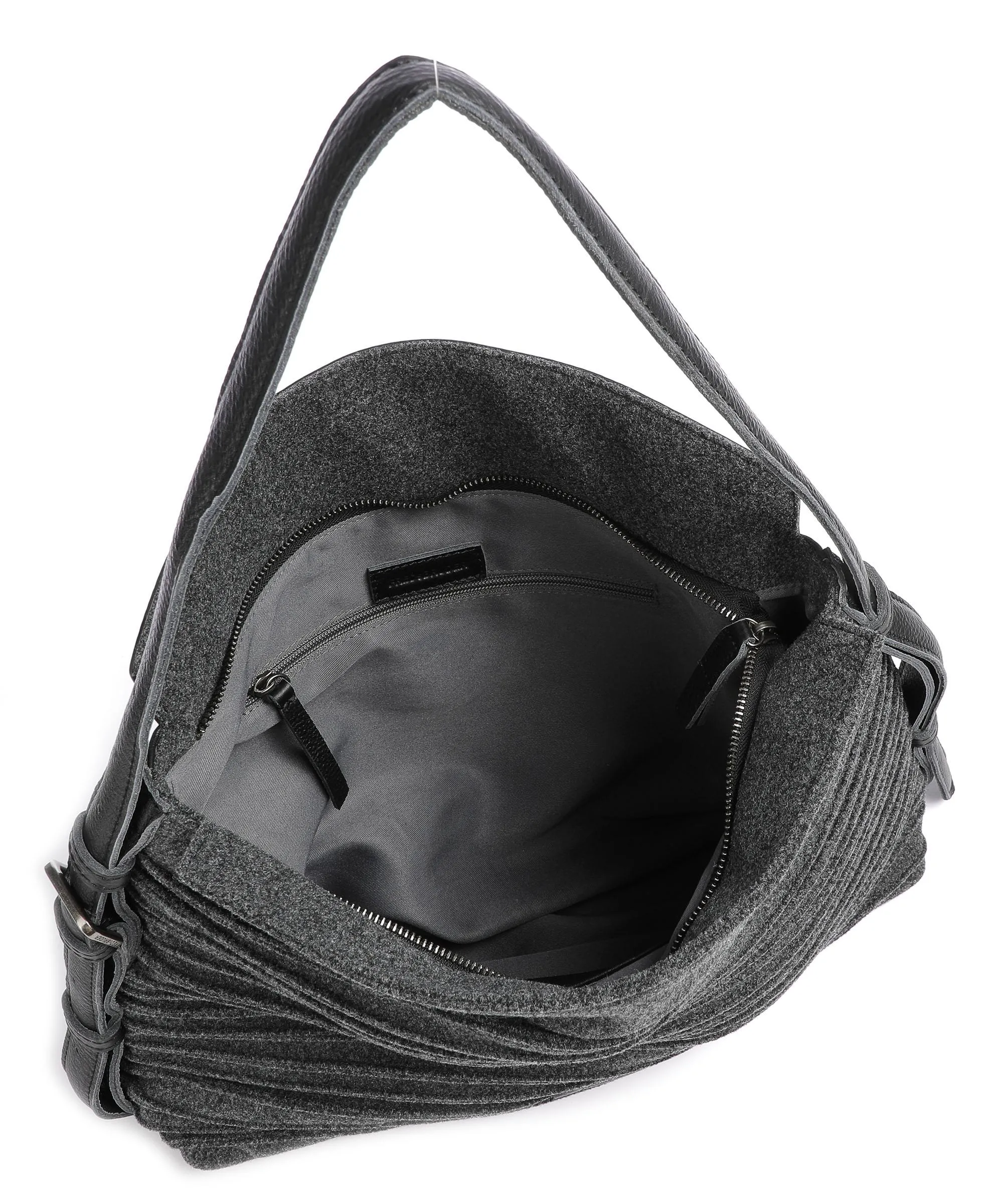  FredsBruder Felt Riffel Skizzle Borsa hobo nappa pelle, cotone nero/grigio  