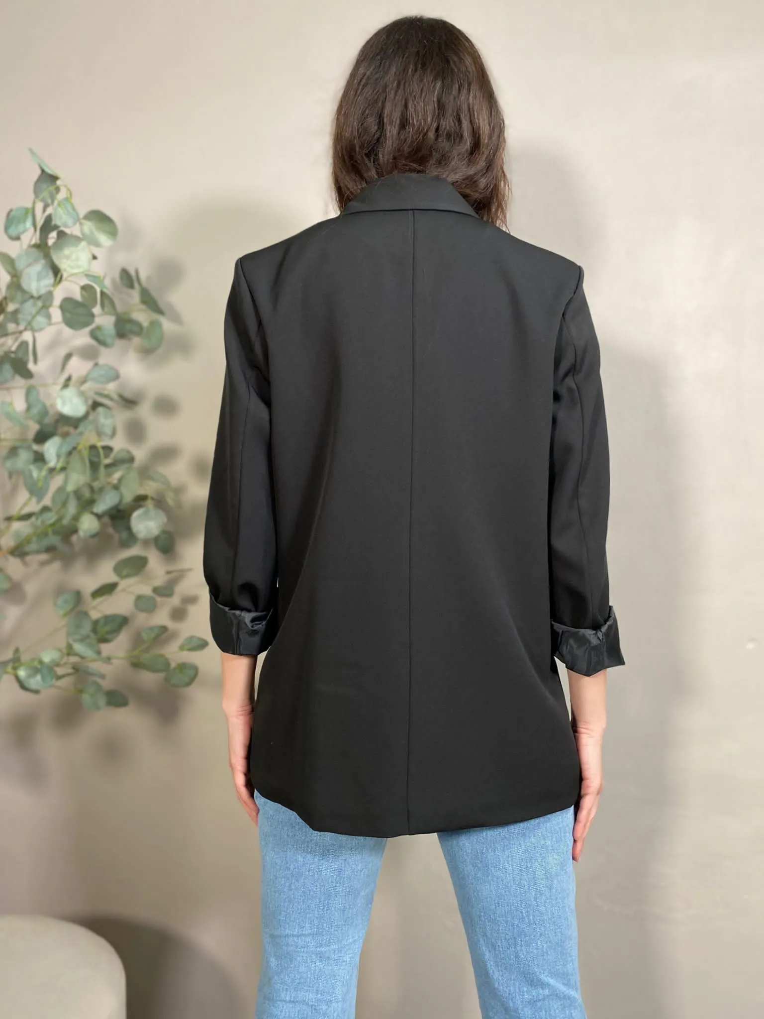 Giacca Over Strass Nero