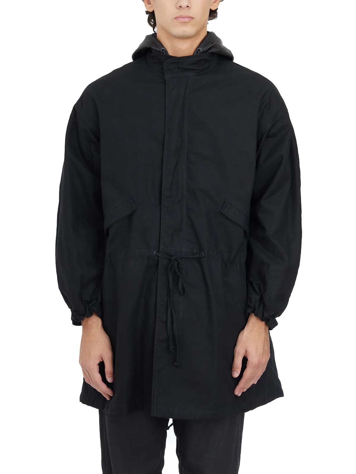 GIORGIO BRATO  PARKA IN CANVAS CON CAPPUCCIO IN PELLE 
