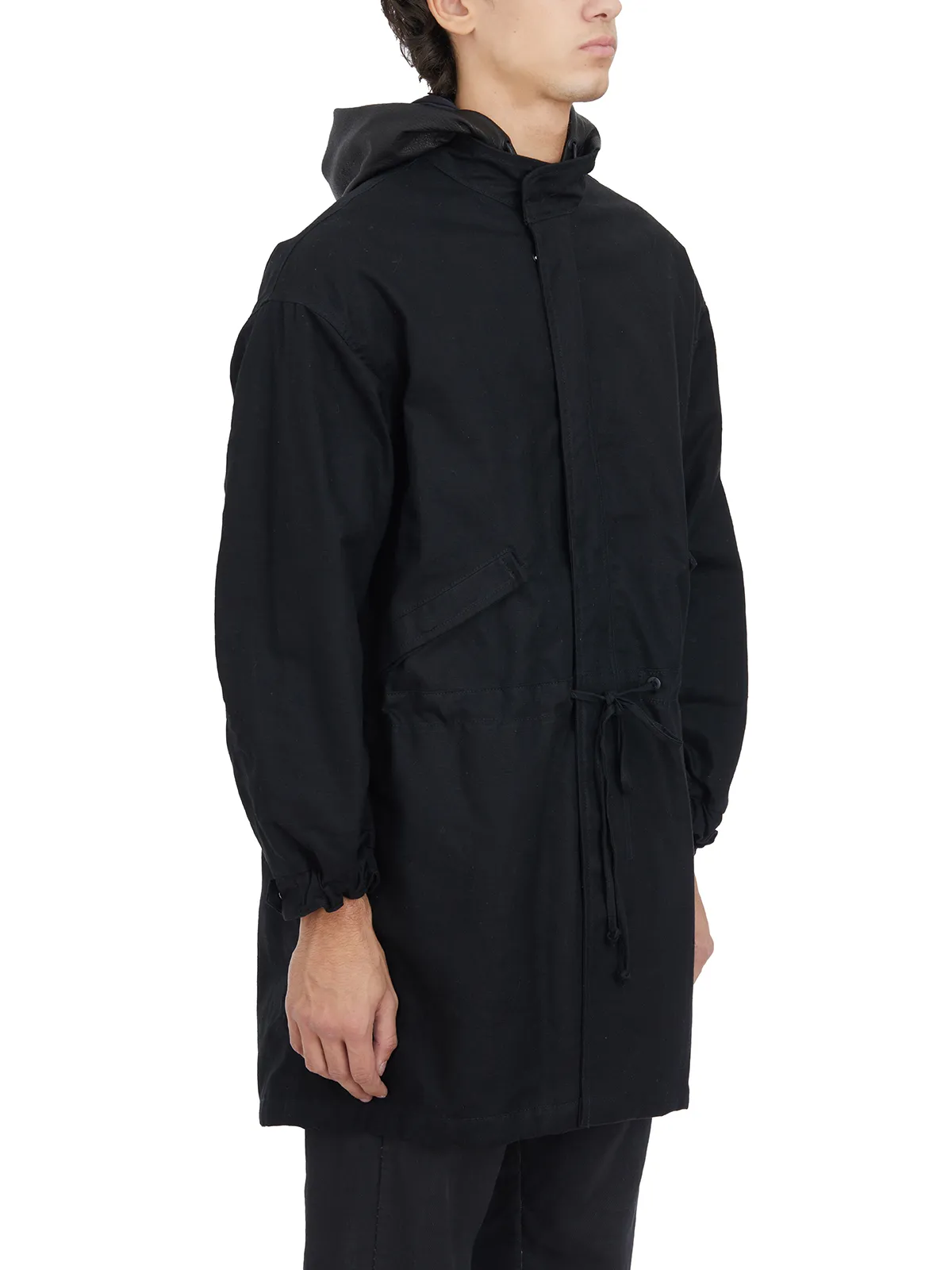 GIORGIO BRATO  PARKA IN CANVAS CON CAPPUCCIO IN PELLE 