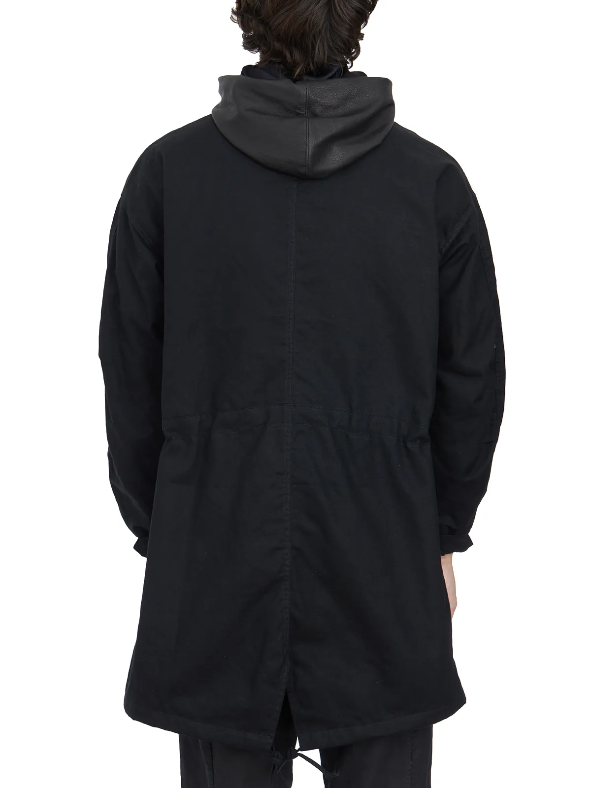 GIORGIO BRATO  PARKA IN CANVAS CON CAPPUCCIO IN PELLE 