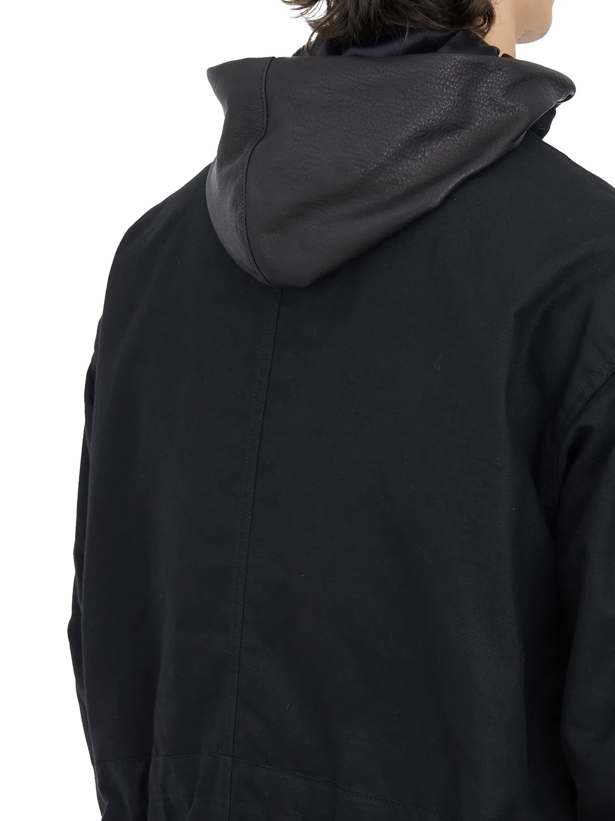 GIORGIO BRATO  PARKA IN CANVAS CON CAPPUCCIO IN PELLE 