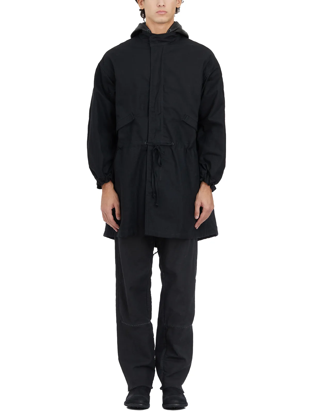 GIORGIO BRATO  PARKA IN CANVAS CON CAPPUCCIO IN PELLE 