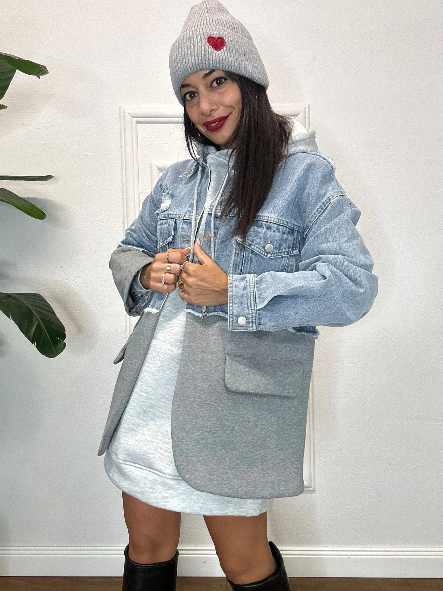 GIUBBINO GIACCA DI JEANS grigio