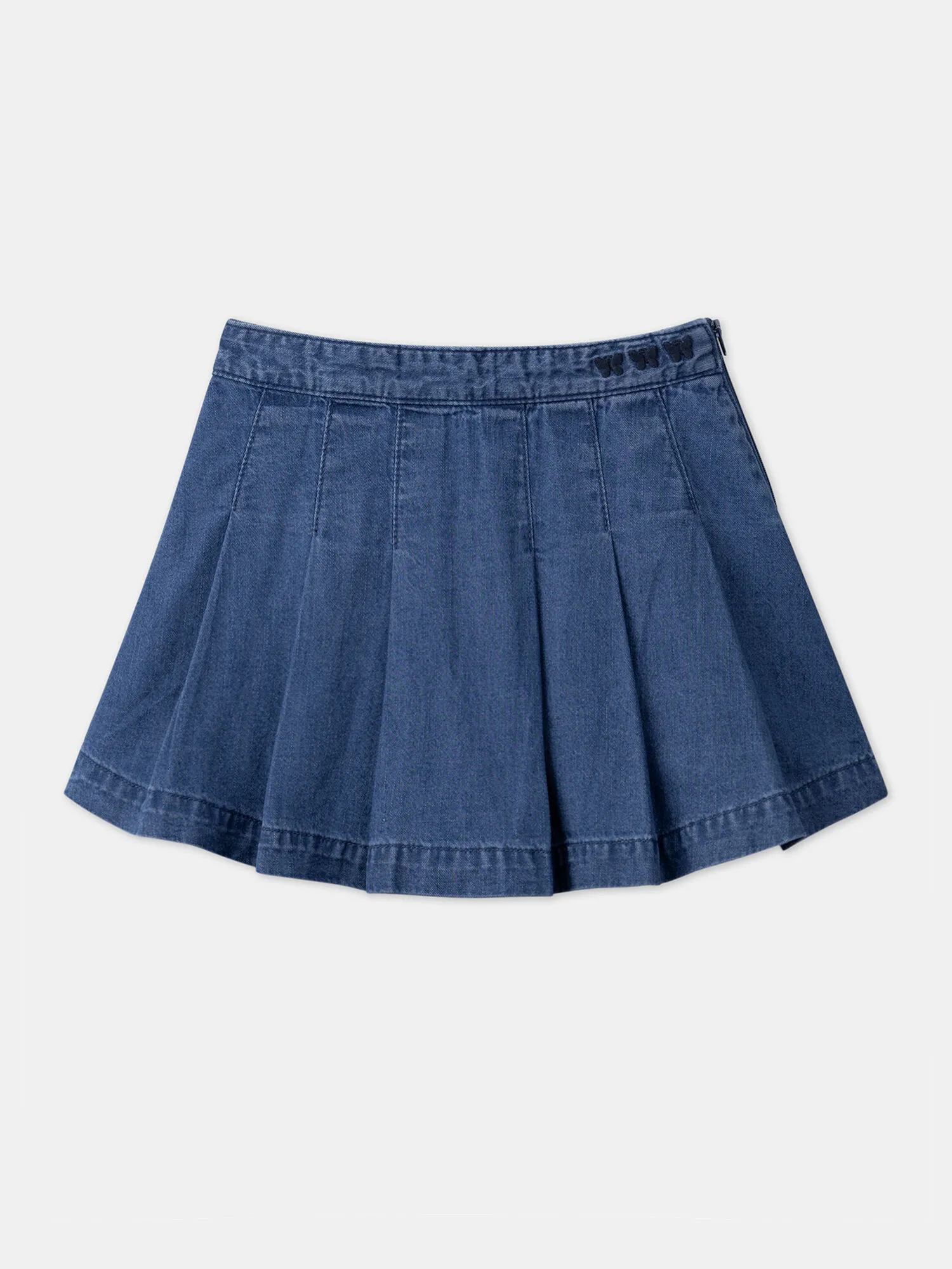 Gonna blu plissé in jeans    