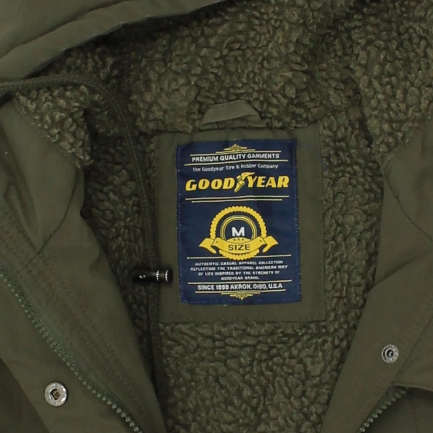 Goodyear Womens Green Pile Lined Hooded Parka Coat | Vintage Designer Jacket VTG