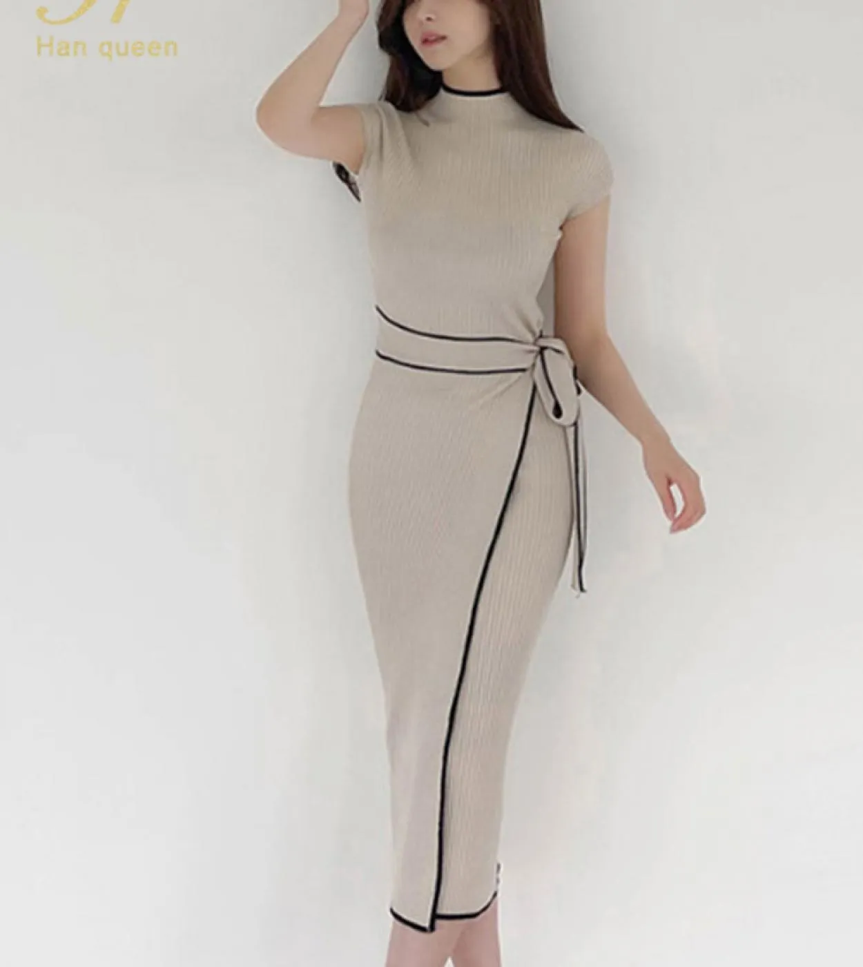 H Han Queen Primavera Estate Donna Abiti Spedizione Gratuita Ufficio Matita Abito Lavorato A Maglia Che Basa Abiti Tubino Lavoro