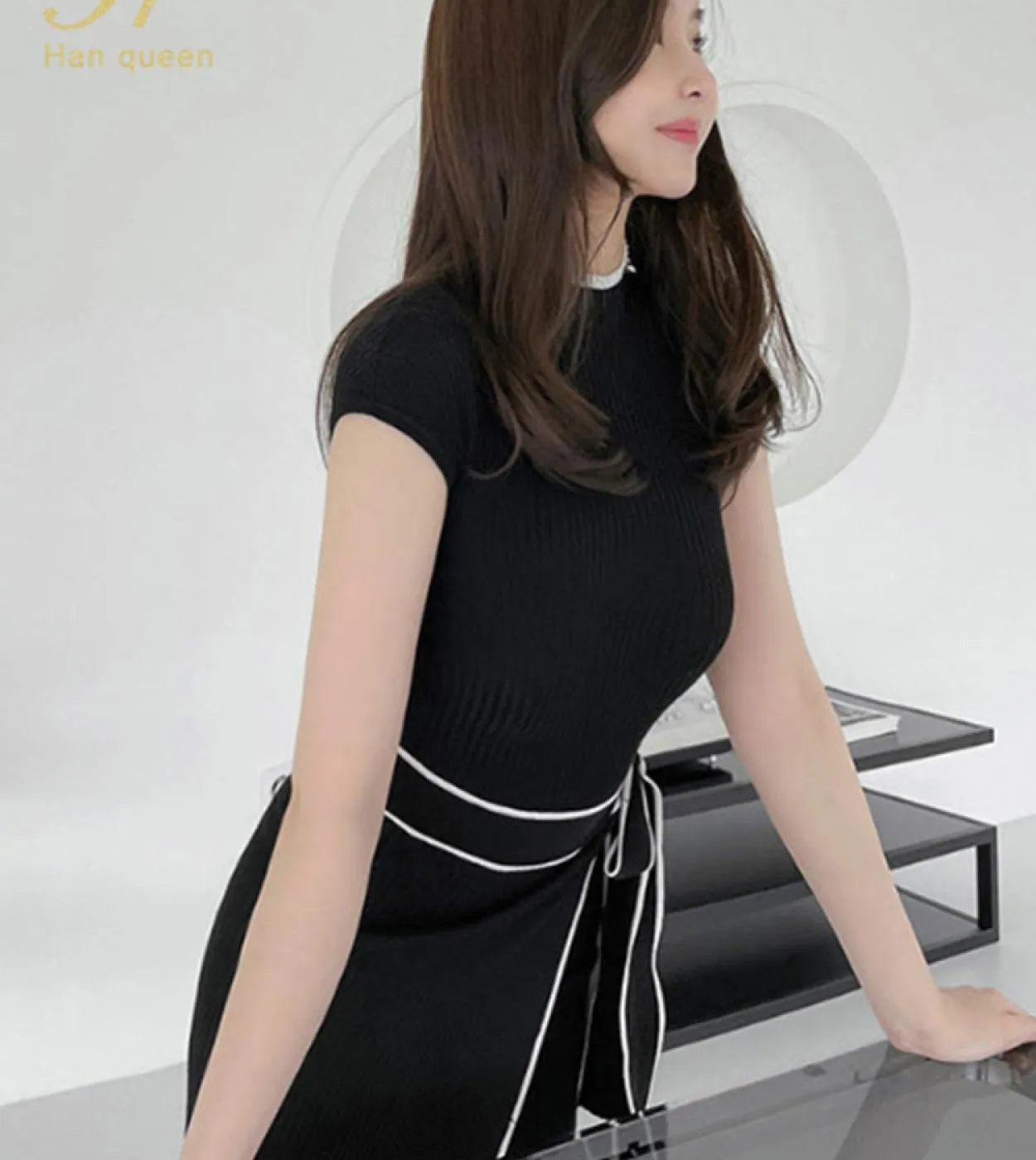 H Han Queen Primavera Estate Donna Abiti Spedizione Gratuita Ufficio Matita Abito Lavorato A Maglia Che Basa Abiti Tubino Lavoro