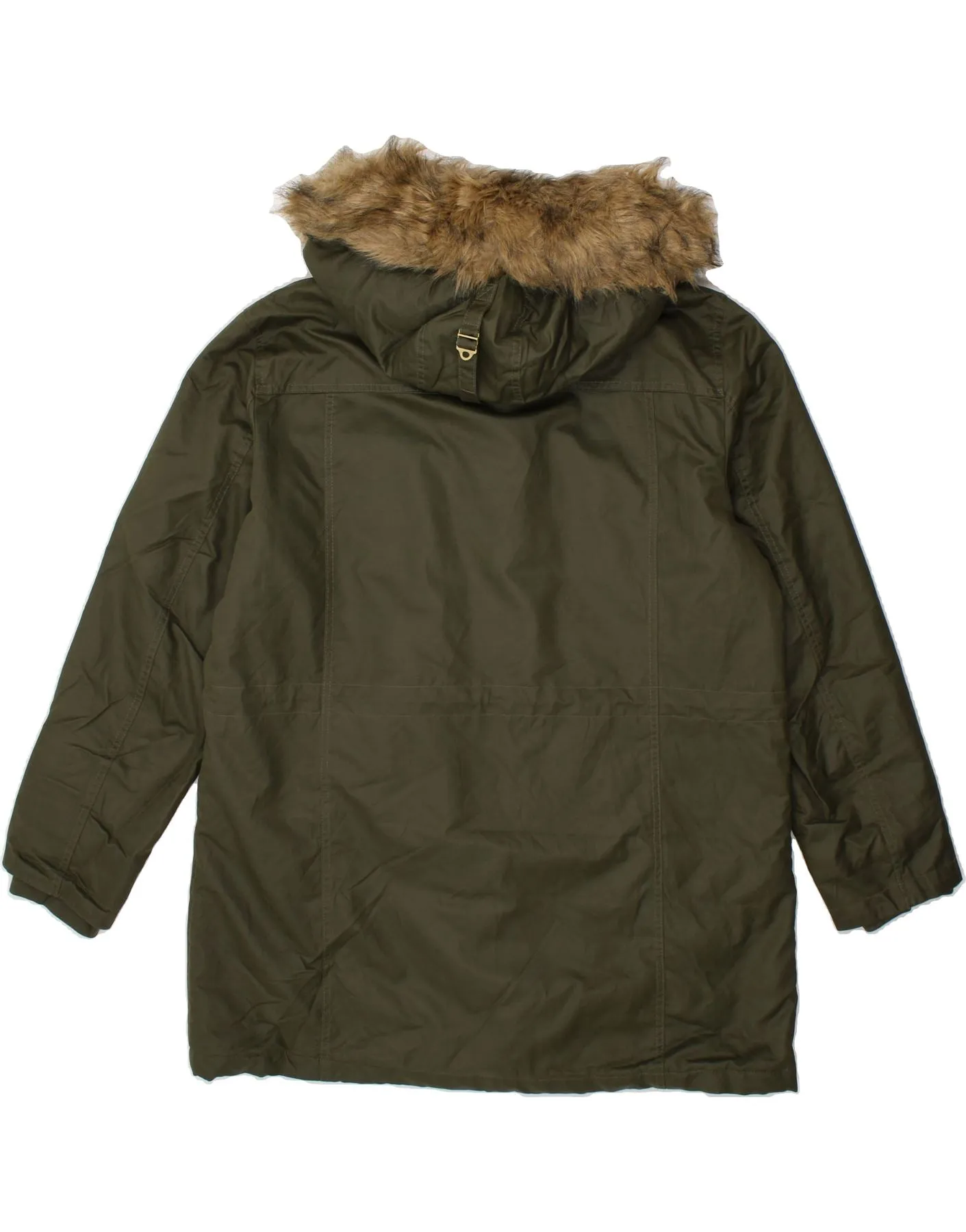 J. CREW Womens Loose Fit Hooded Parka Jacket UK 18 XL Green Cotton