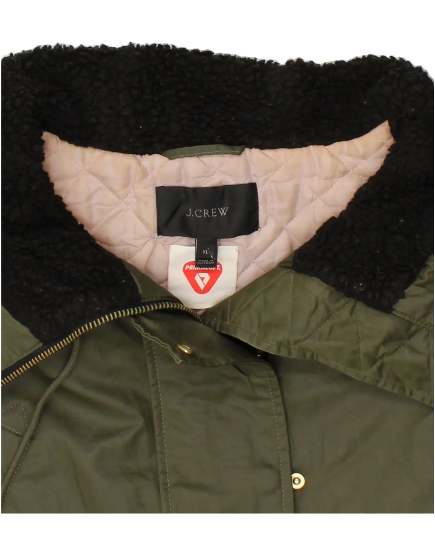 J. CREW Womens Loose Fit Hooded Parka Jacket UK 18 XL Green Cotton