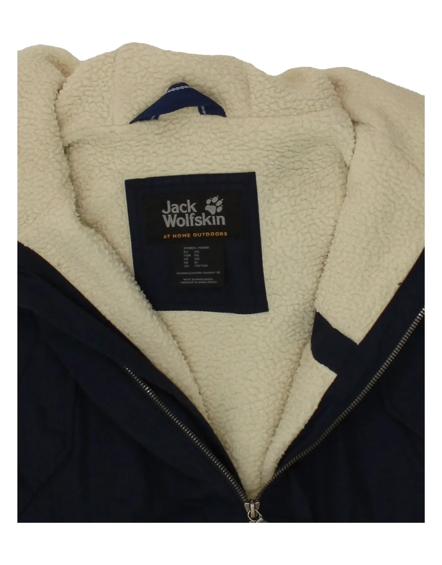 JACK WOLFSKIN Womens Hooded Parka Jacket UK 20 2XL Navy Blue Cotton