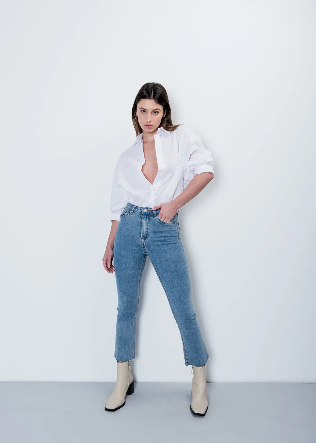 Jeans cropped flare