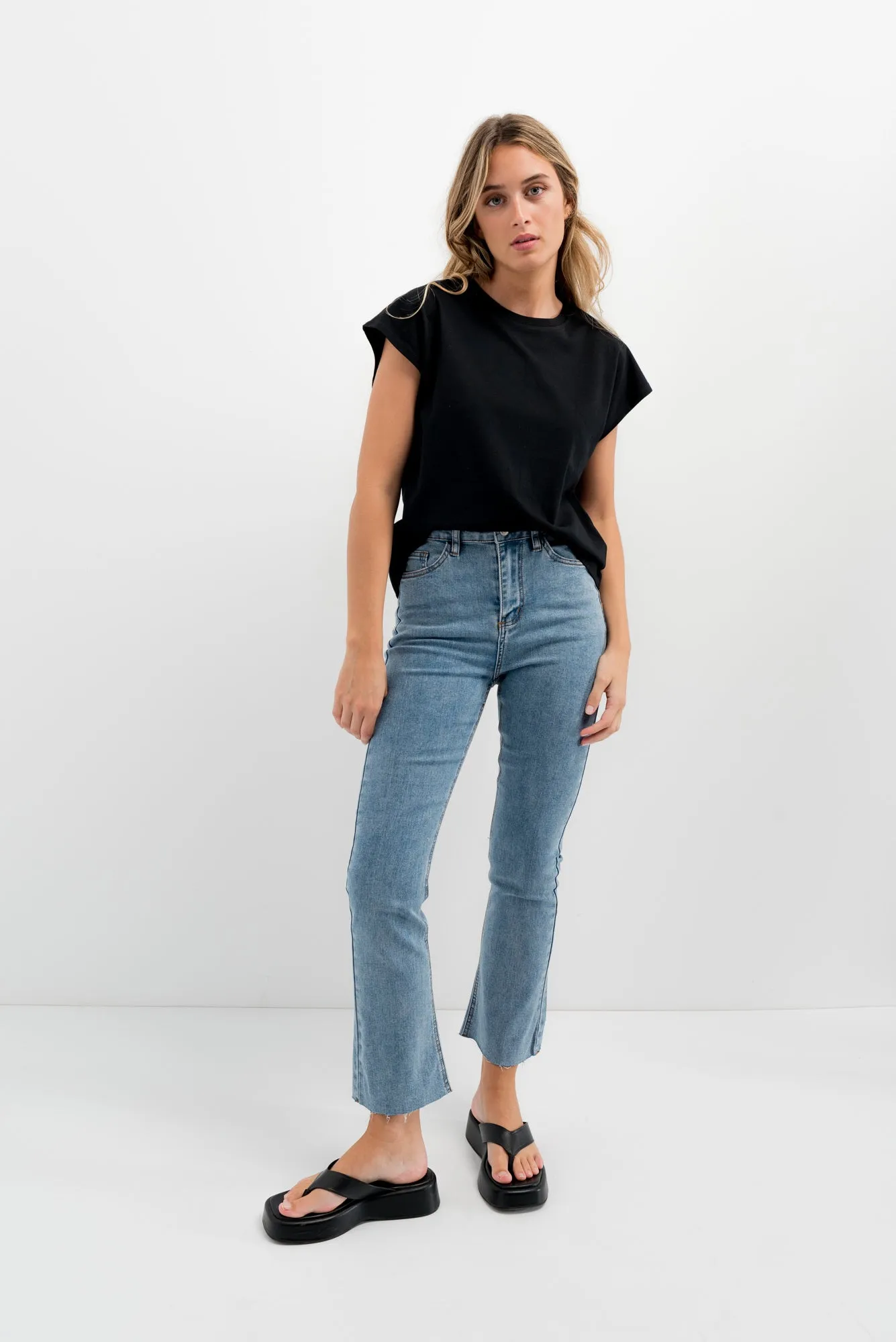 Jeans cropped flare