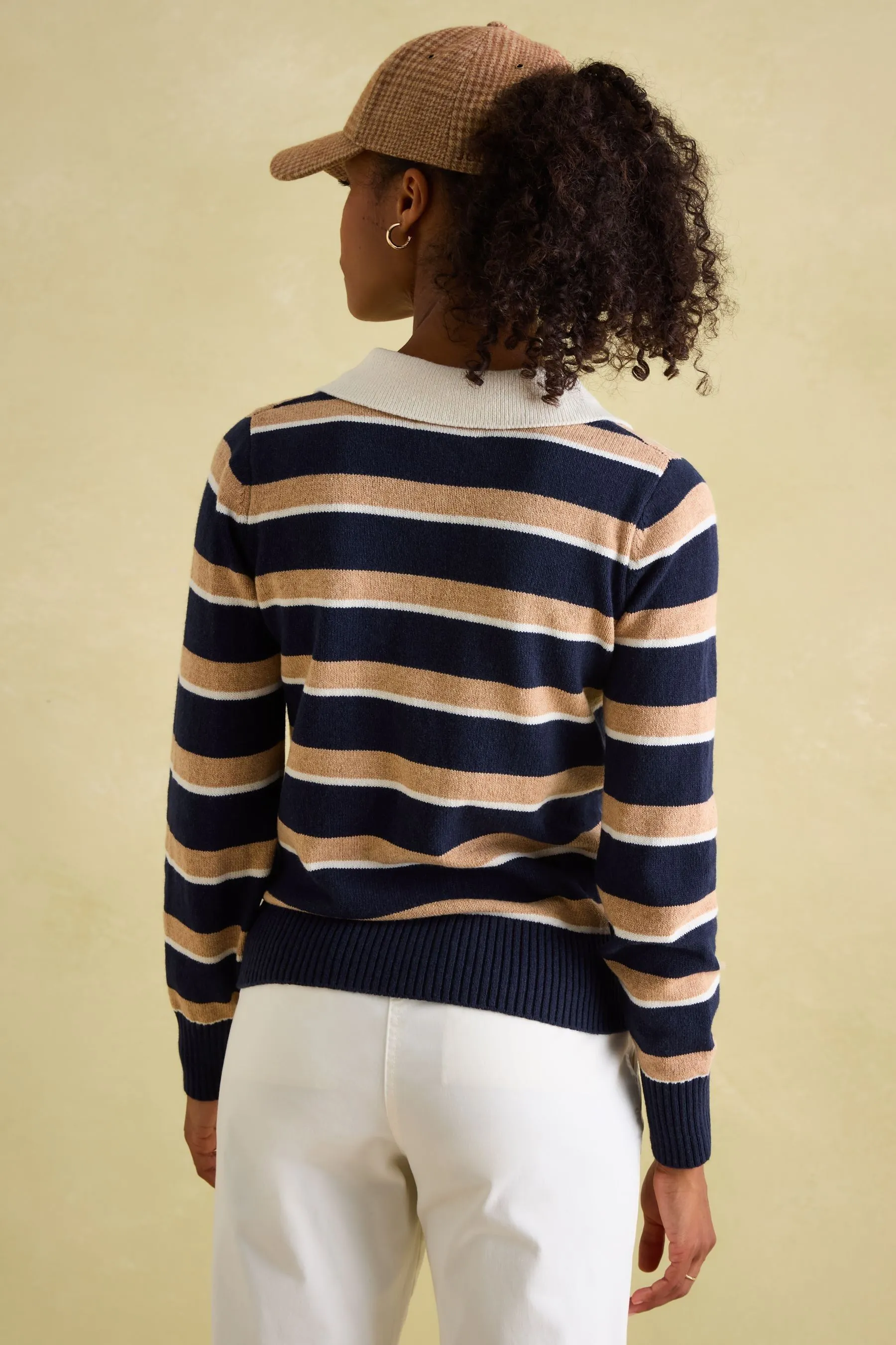 Joules Maddie Maglione con scollo a V A righe e colletto    