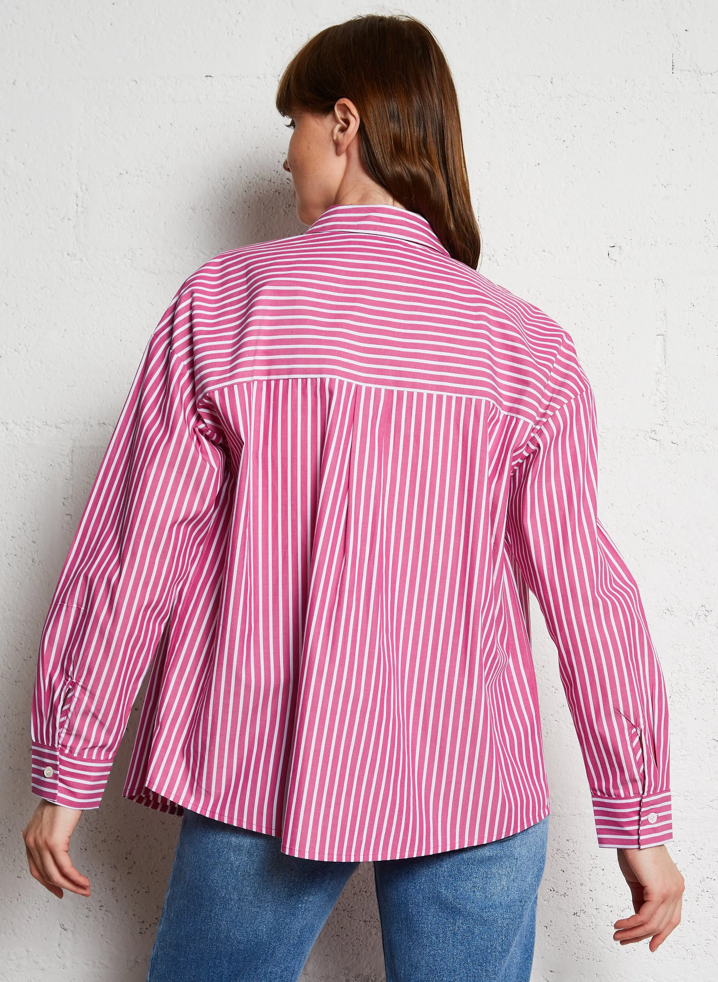  LA PETITE ETOILE   CLONY - Camicia ampia collo classico in cotone a righe | Rosa