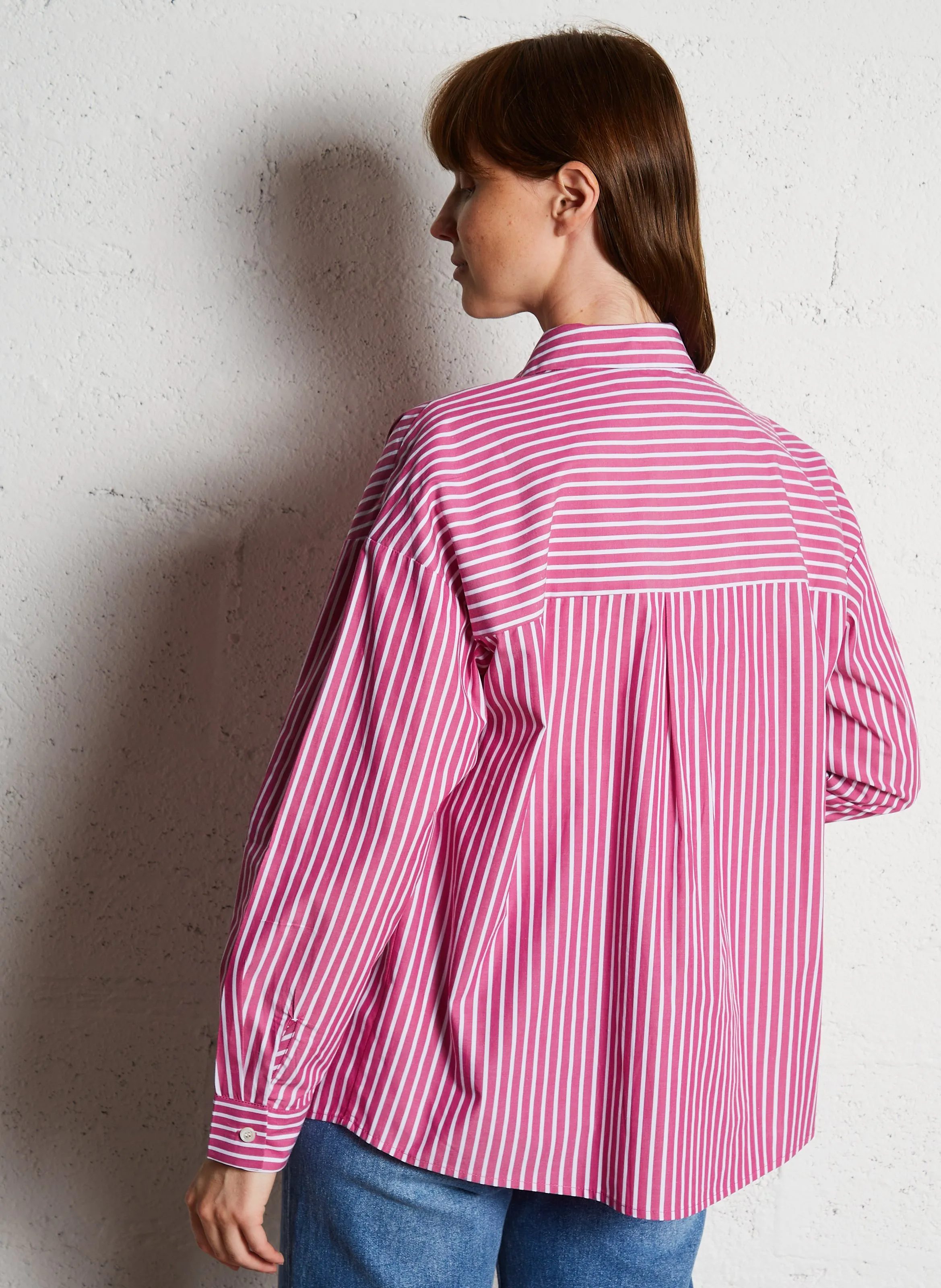  LA PETITE ETOILE   CLONY - Camicia ampia collo classico in cotone a righe | Rosa