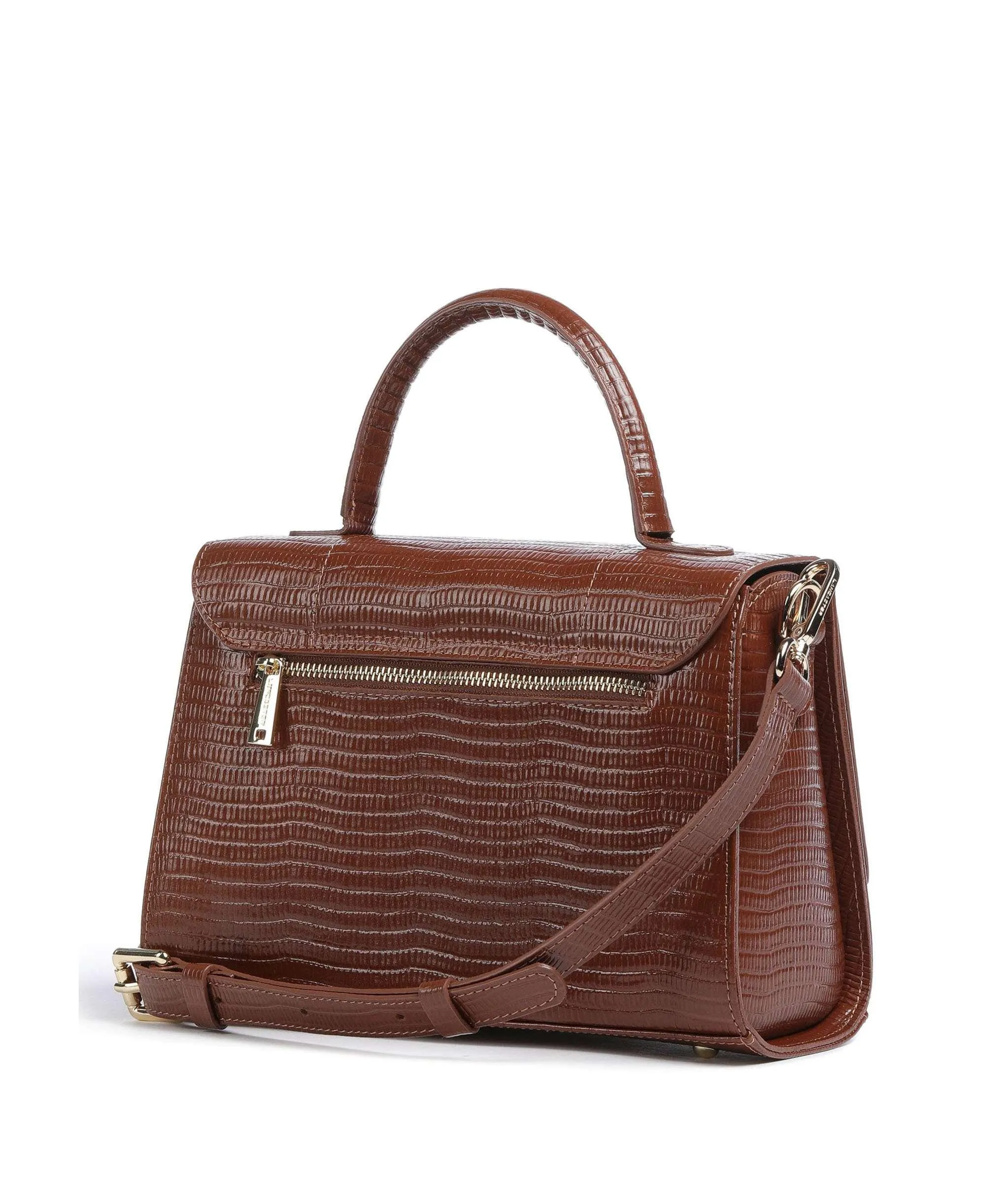  Lancaster Exotic Trinity Borsa a mano pelle di vacchetta goffrata marrone  