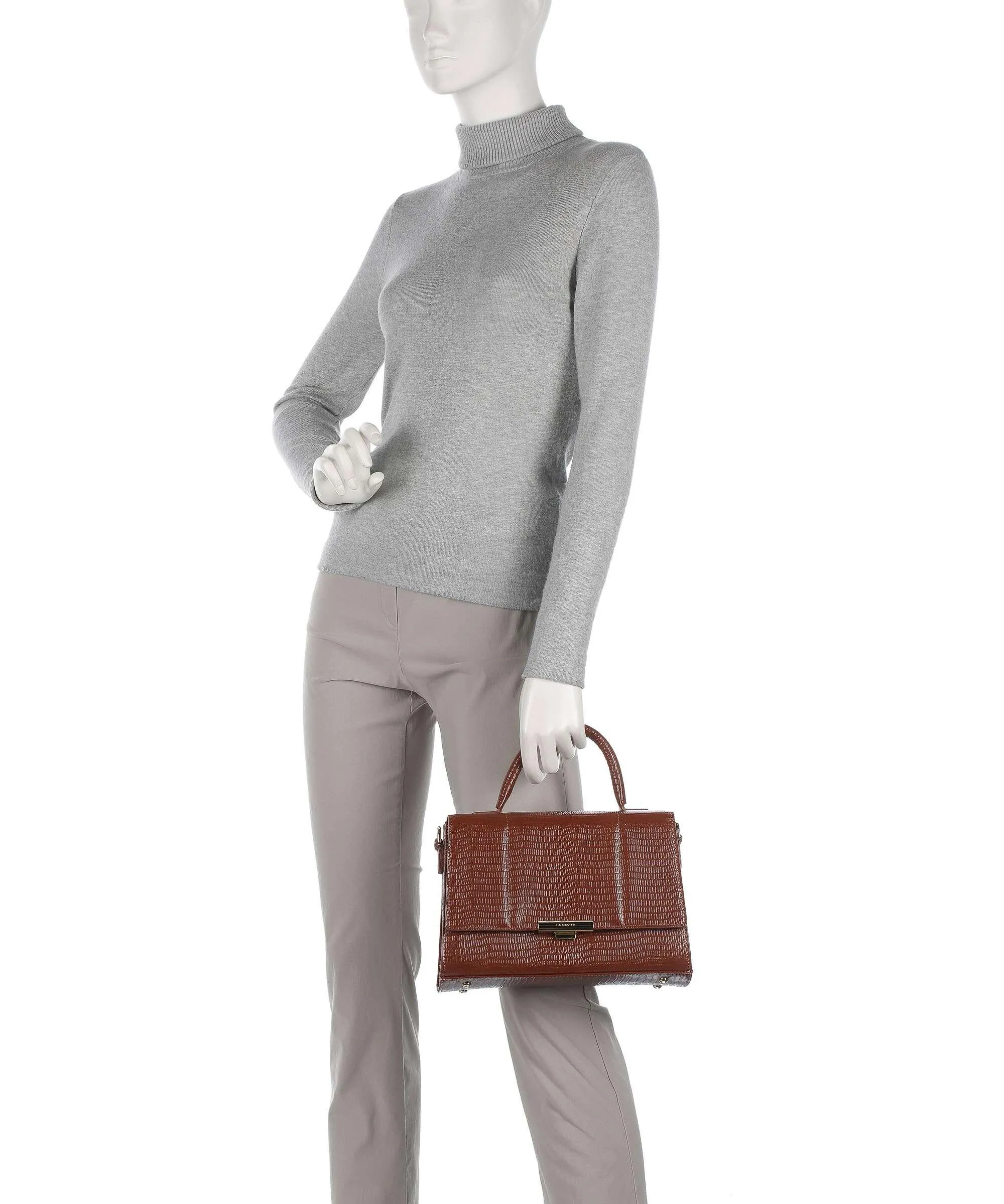  Lancaster Exotic Trinity Borsa a mano pelle di vacchetta goffrata marrone  