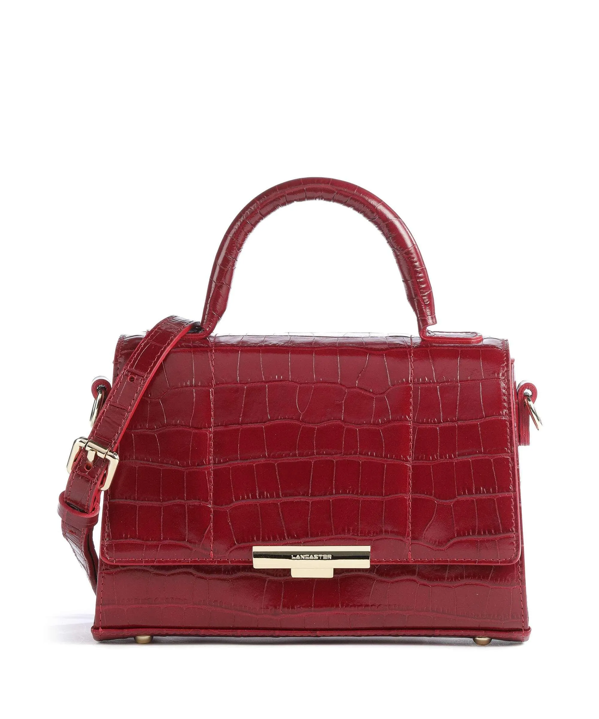  Lancaster Exotic Trinity Borsa a mano pelle di vacchetta goffrata rosso  