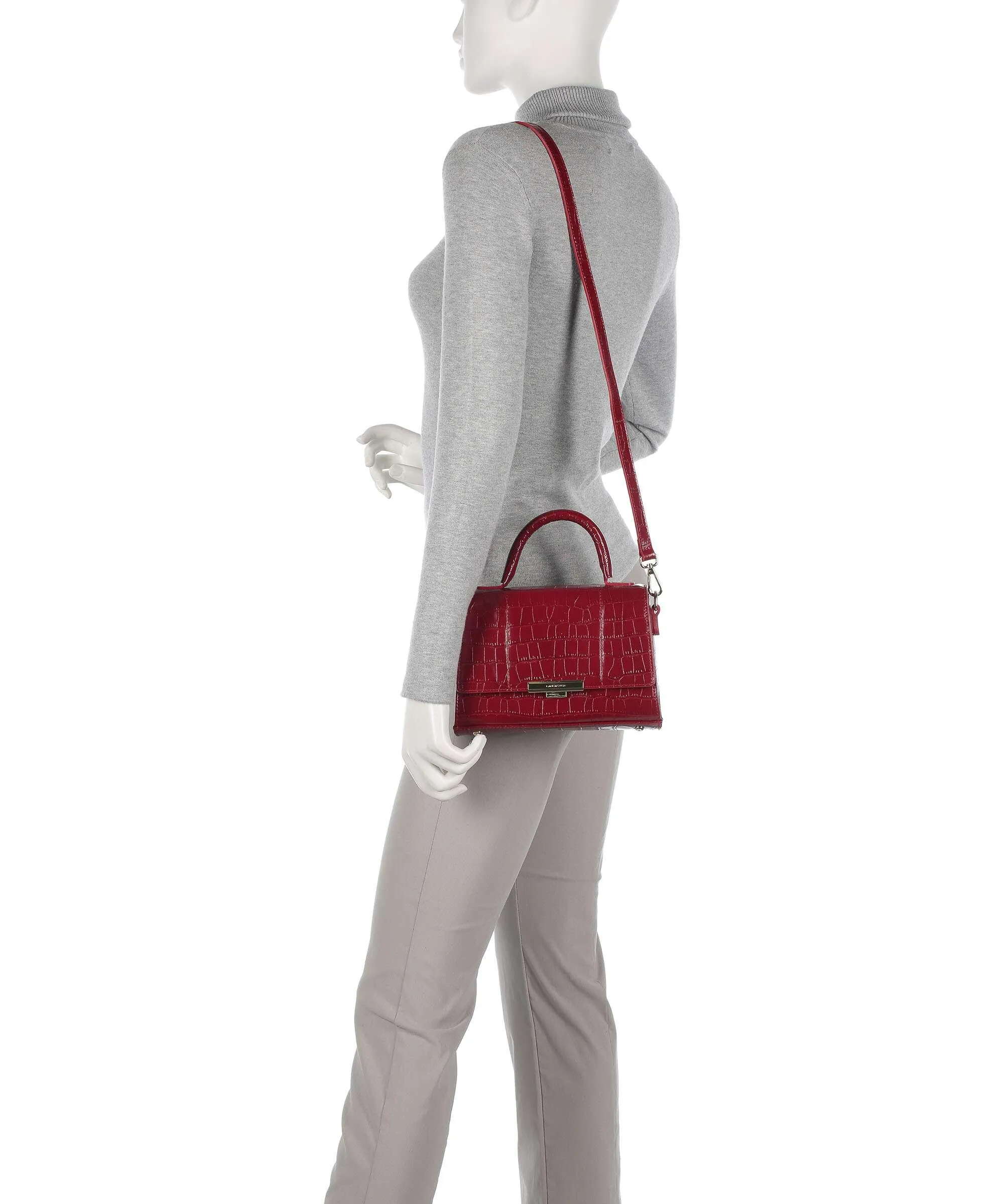  Lancaster Exotic Trinity Borsa a mano pelle di vacchetta goffrata rosso  