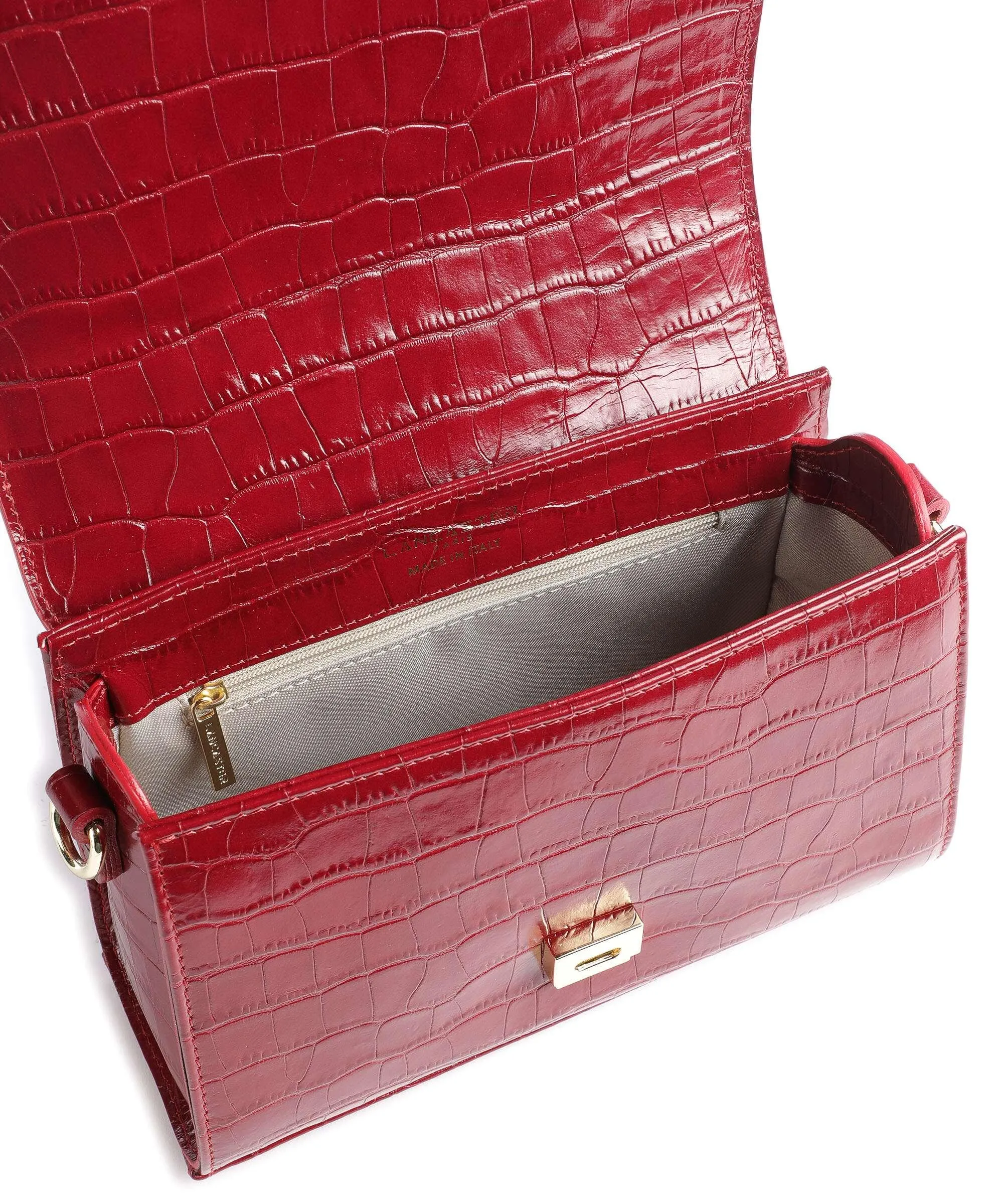  Lancaster Exotic Trinity Borsa a mano pelle di vacchetta goffrata rosso  