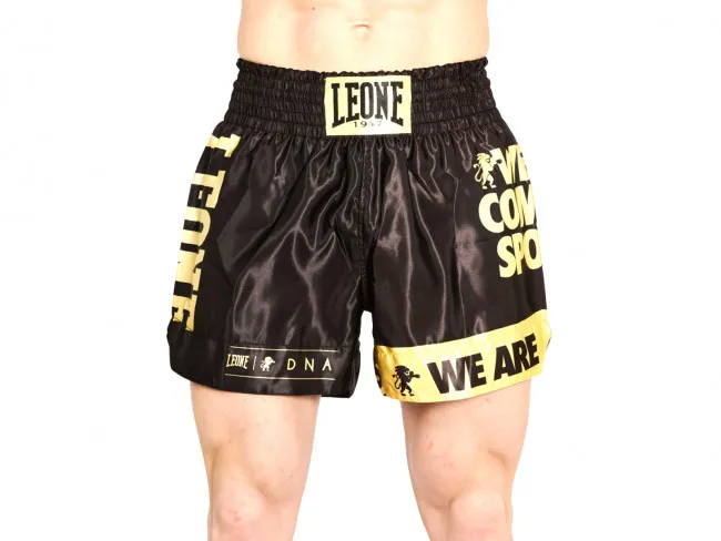 LEONE PANTALONI KICK BOXING MUAY THAI UOMO  AB966 01  DNA NERO